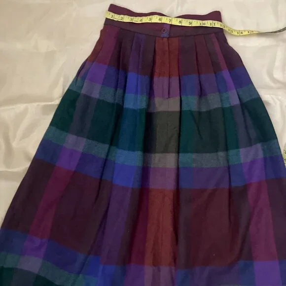 plaid wool maxi pleated skirt - Picture 7 of 8